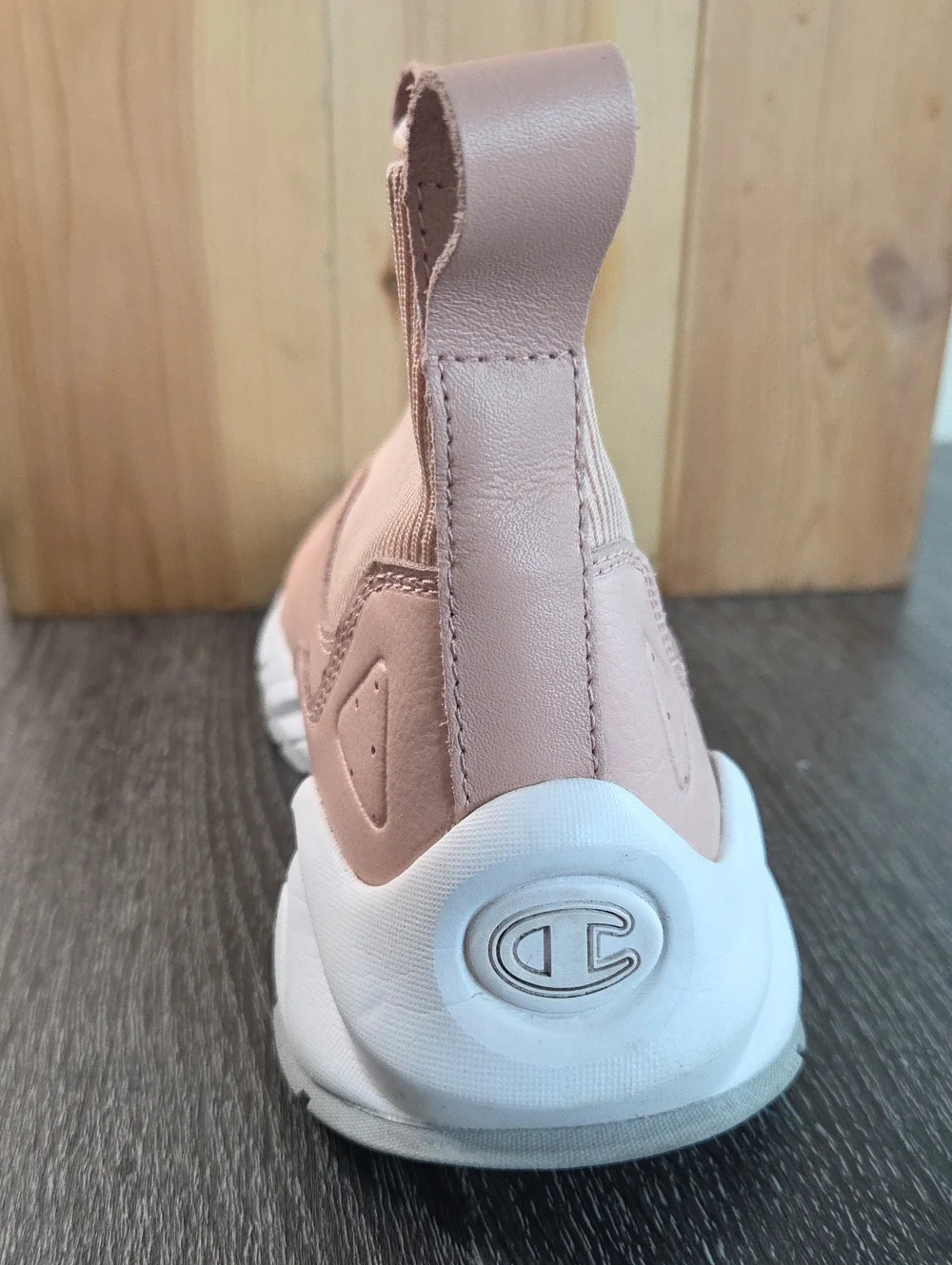 Champion Rally LTW  Women's Light Nude Pink Slip-On Sock Sneaker White Sole 9W